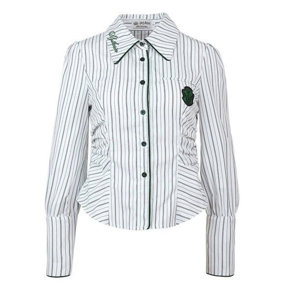 Kyouko Harry Potter Slytherin Striped Button Down Shirt Top Blouse Hogwarts